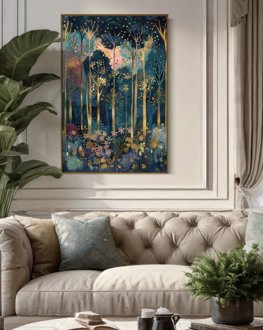 Gustav Klimt Inspired Forest Print: Luxury Autumn Home Decor