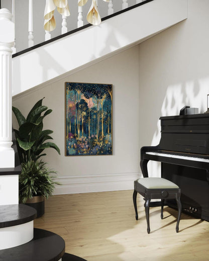 Gustav Klimt Inspired Forest Print: Luxury Autumn Home Decor