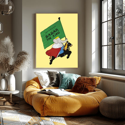 Babar The King Poster, Classic Children's Book Art, Whimsical Nursery Decor