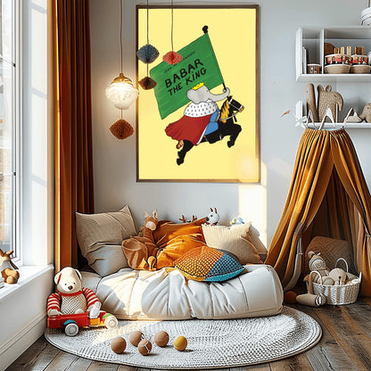 Babar The King Poster, Classic Children's Book Art, Whimsical Nursery Decor