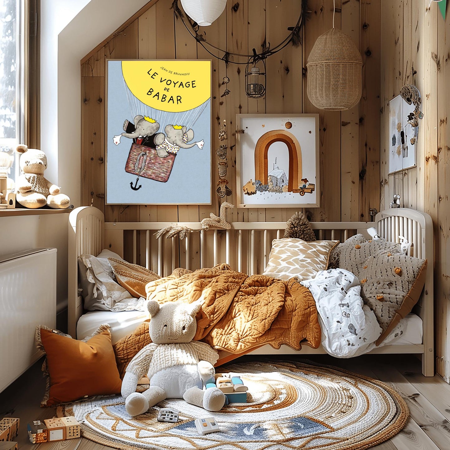 Babar Le Voyage de Babar Poster, Classic French Children's Book Art, Nursery Decor