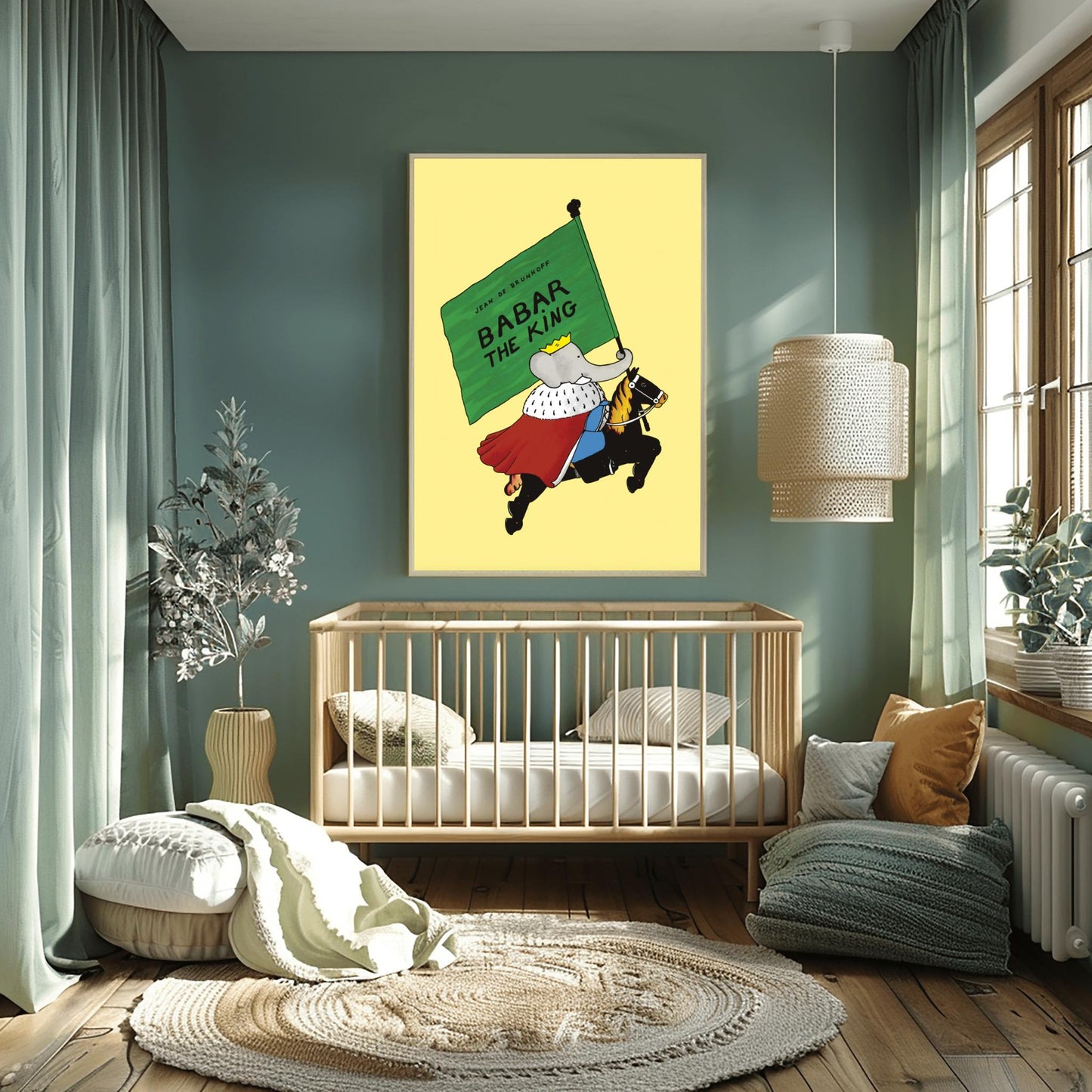 Babar The King Poster, Classic Children's Book Art, Whimsical Nursery Decor