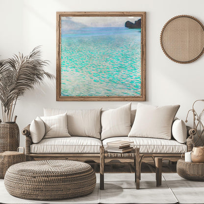 Gustav Klimt 'Attersee' Poster, Turquoise Water Landscape Print, Fine Art Reproduction