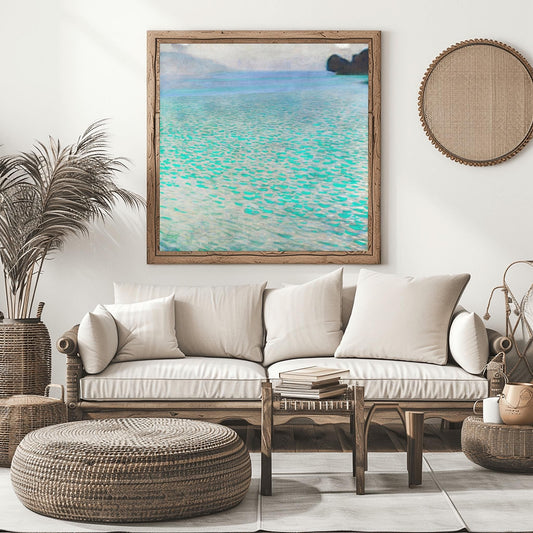 Gustav Klimt 'Attersee' Poster, Turquoise Water Landscape Print, Fine Art Reproduction