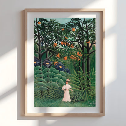 Henri Rousseau 'Woman Walking in an Exotic Forest' Print, Folk Art Jungle, Nature Wall Decor
