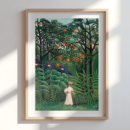 Henri Rousseau 'Woman Walking in an Exotic Forest' Print, Folk Art Jungle, Nature Wall Decor