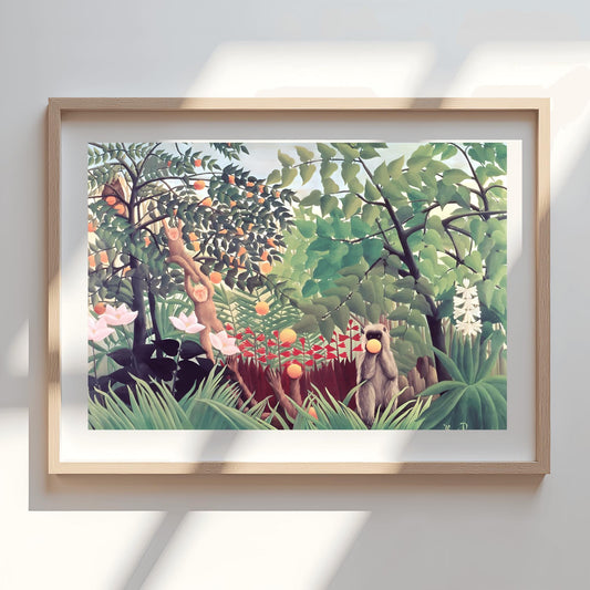 Henri Rousseau 'Exotic Landscape' Print, Folk Art Jungle, Surreal Wall Decor