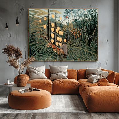 Henri Rousseau 'In a Tropical Forest' Print, Folk Art Jungle, Nature Wall Decor