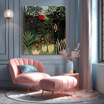 Henri Rousseau 'Monkeys and Parrot in the Virgin Forest' Print, Folk Art Jungle, Nature Wall Decor