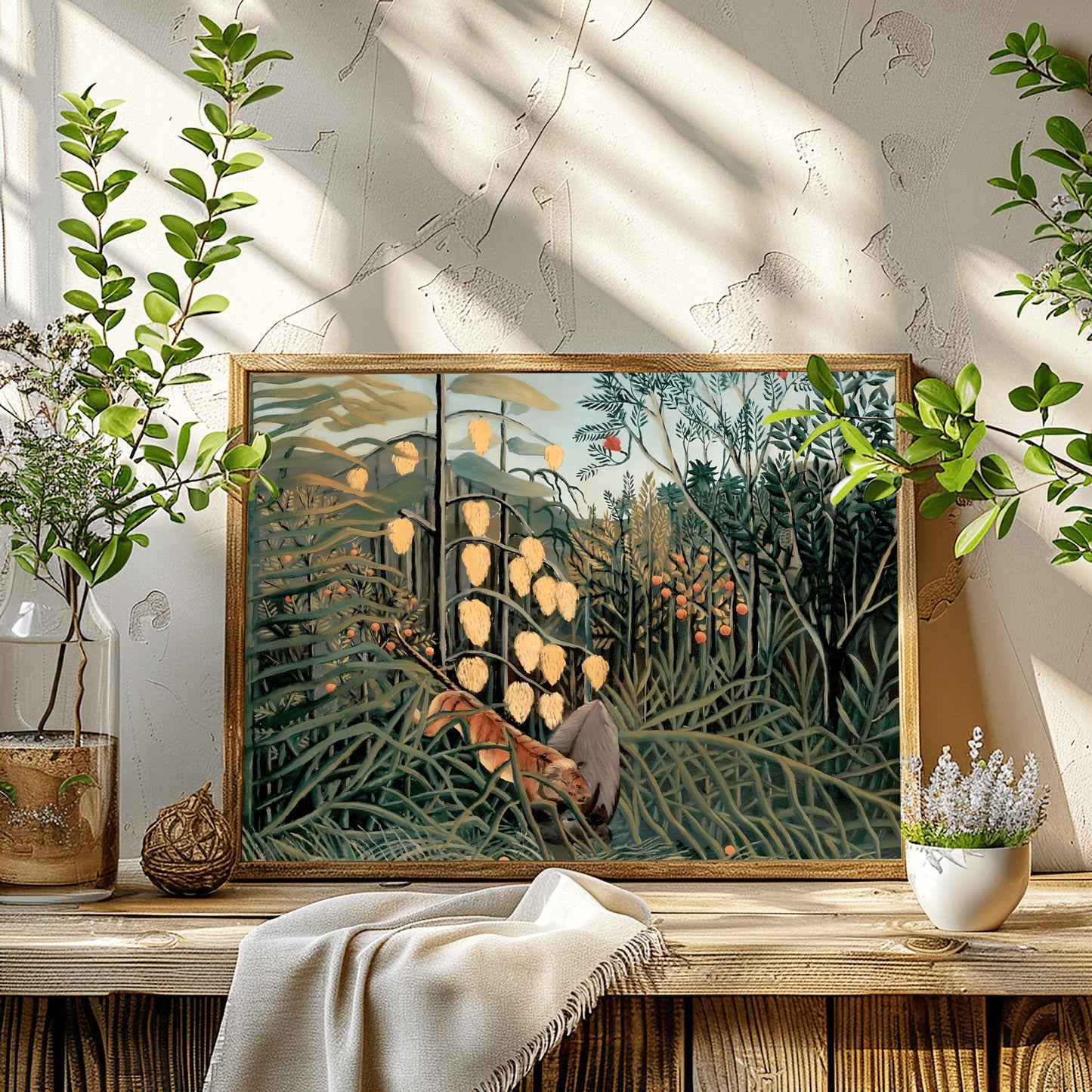 Henri Rousseau 'In a Tropical Forest' Print, Folk Art Jungle, Nature Wall Decor