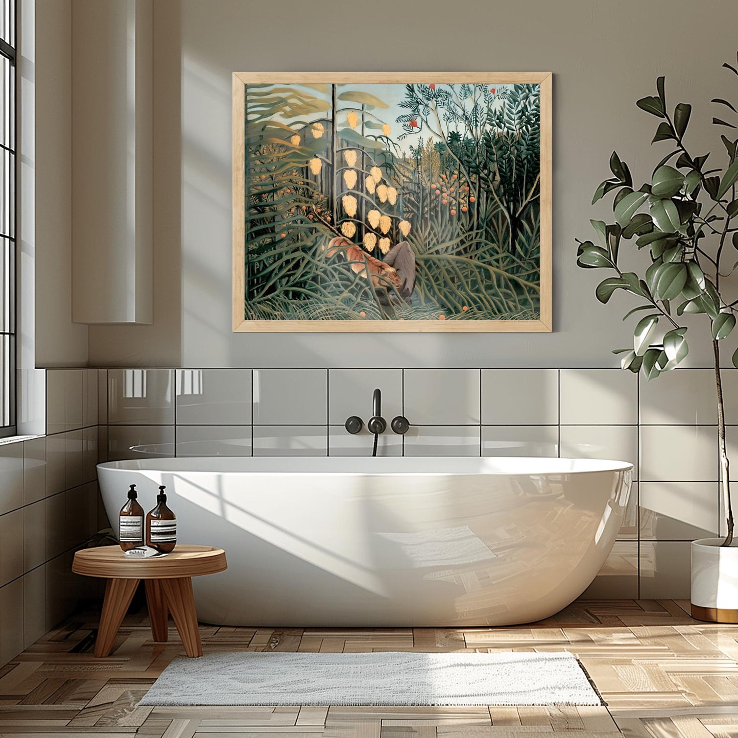 Henri Rousseau 'In a Tropical Forest' Print, Folk Art Jungle, Nature Wall Decor