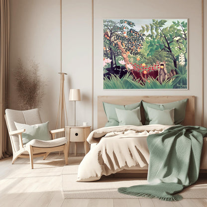 Henri Rousseau 'Exotic Landscape' Print, Folk Art Jungle, Surreal Wall Decor