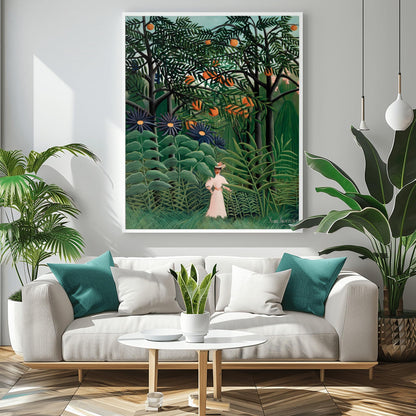Henri Rousseau 'Woman Walking in an Exotic Forest' Print, Folk Art Jungle, Nature Wall Decor
