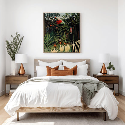 Henri Rousseau 'Monkeys and Parrot in the Virgin Forest' Print, Folk Art Jungle, Nature Wall Decor