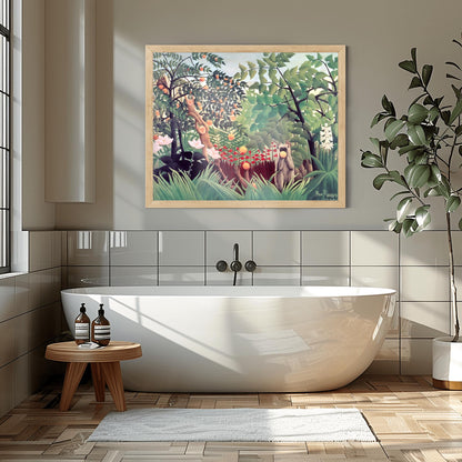 Henri Rousseau 'Exotic Landscape' Print, Folk Art Jungle, Surreal Wall Decor