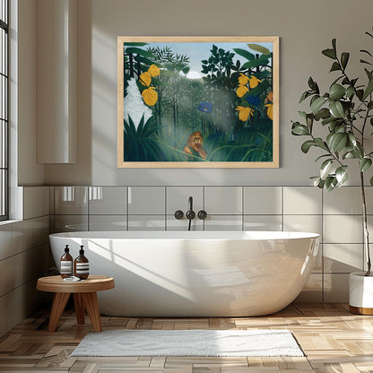 Henri Rousseau 'The Repast of the Lion' Print, Folk Art Jungle, Nature Wall Decor