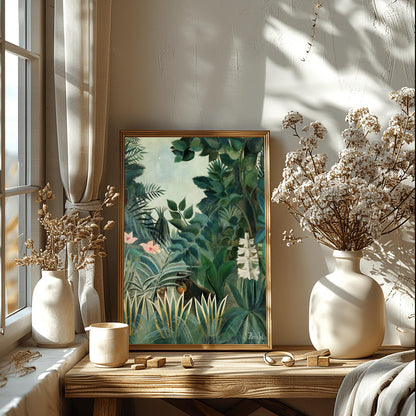 Henri Rousseau 'The Equatorial Jungle' Print, Folk Art Jungle, Surreal Wall Decor