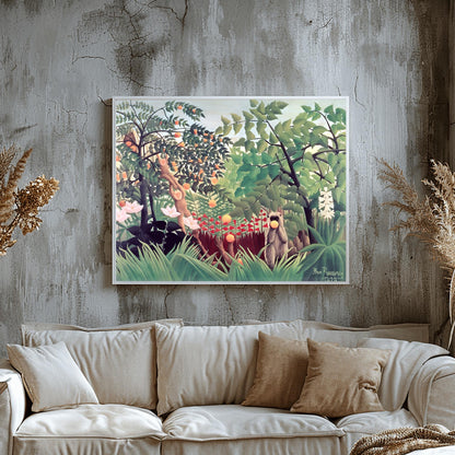 Henri Rousseau 'Exotic Landscape' Print, Folk Art Jungle, Surreal Wall Decor