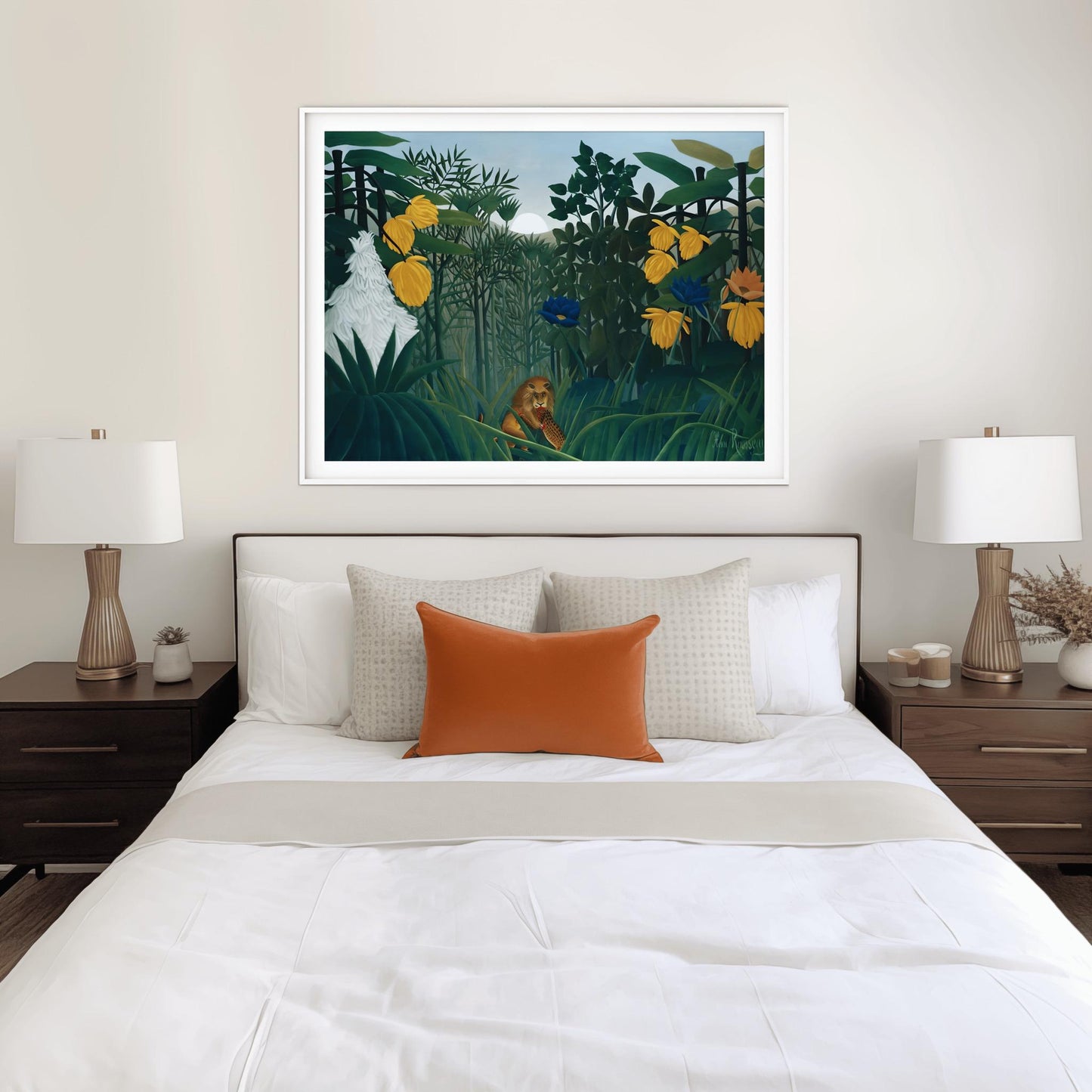 Henri Rousseau 'The Repast of the Lion' Print, Folk Art Jungle, Nature Wall Decor