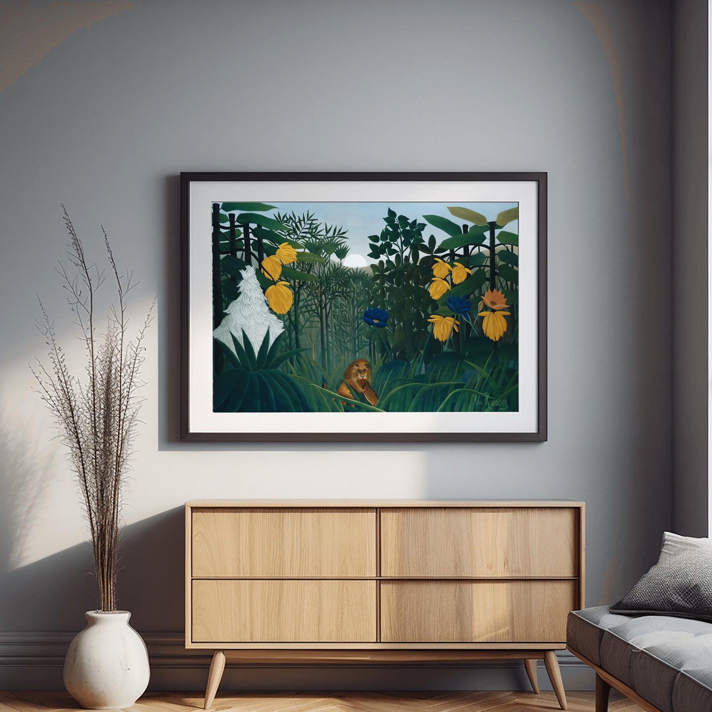 Henri Rousseau 'The Repast of the Lion' Print, Folk Art Jungle, Nature Wall Decor