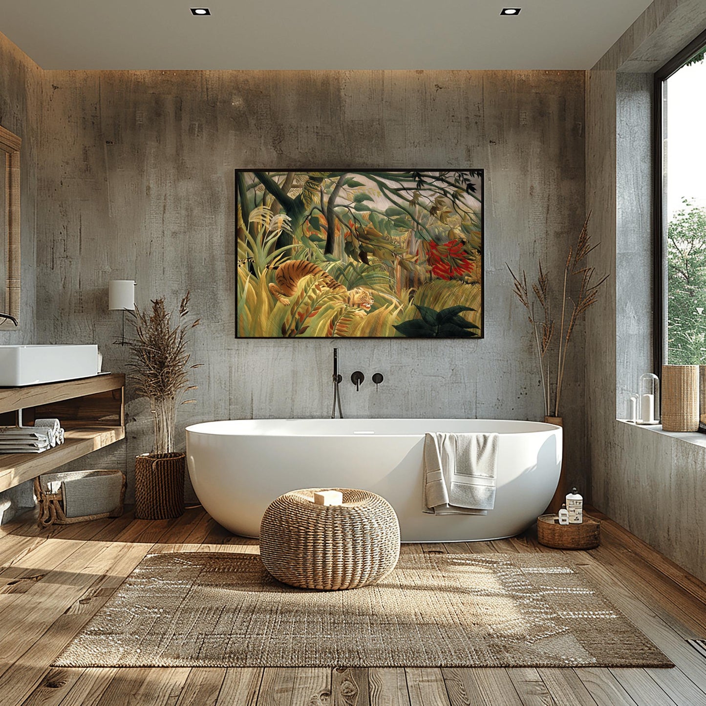 Henri Rousseau 'Tiger in a Tropical Storm' Print, Folk Art Jungle, Nature Wall Decor