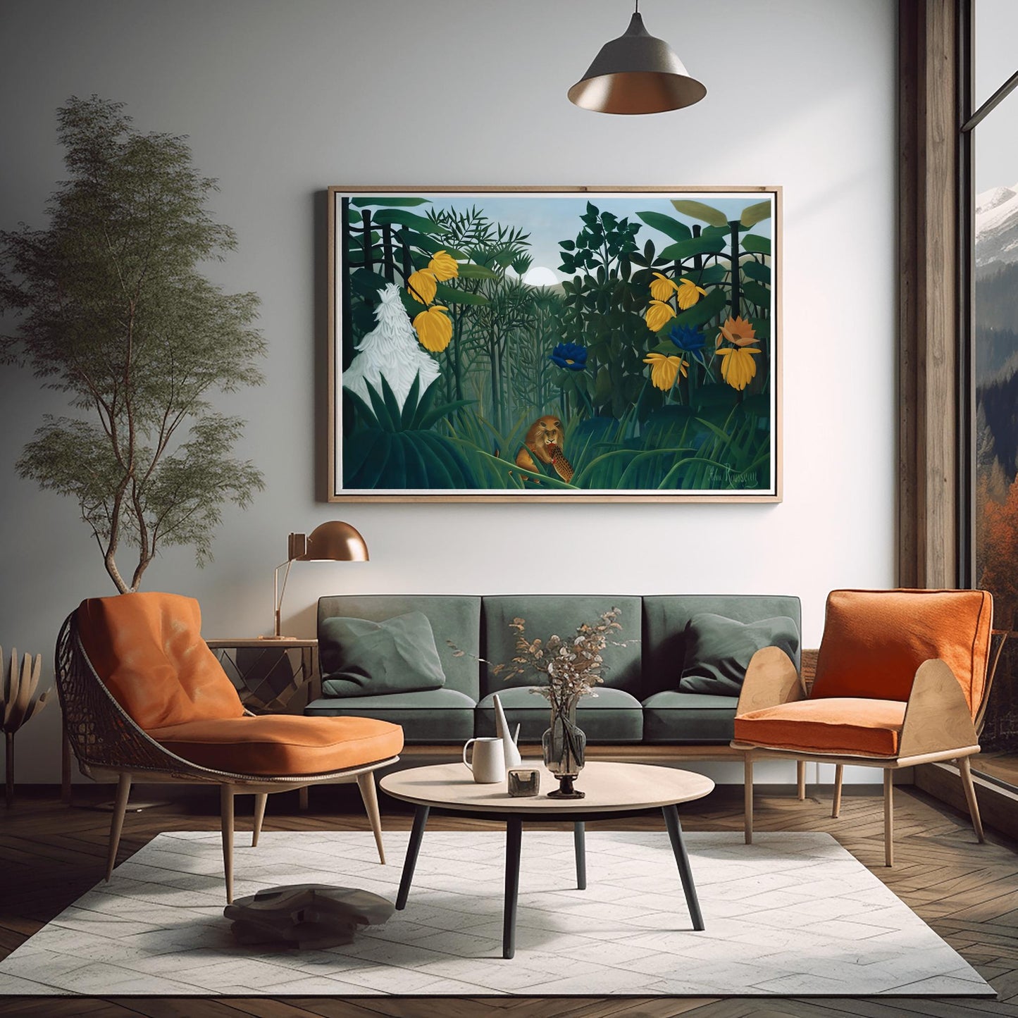 Henri Rousseau 'The Repast of the Lion' Print, Folk Art Jungle, Nature Wall Decor