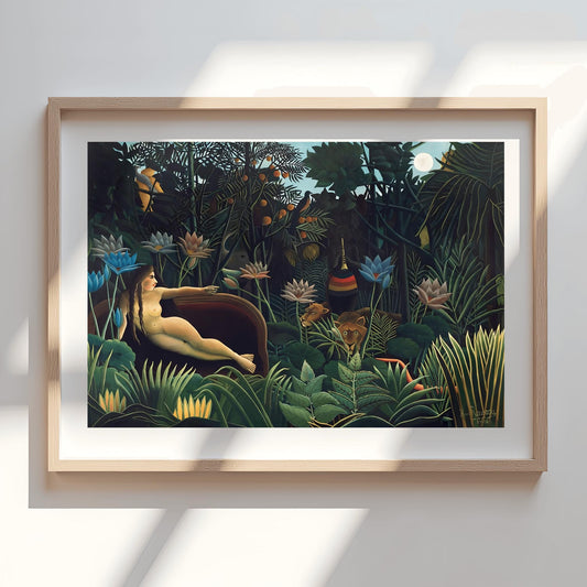 Henri Rousseau 'The Dream' Poster, Folk Art Jungle, Surreal Wall Decor