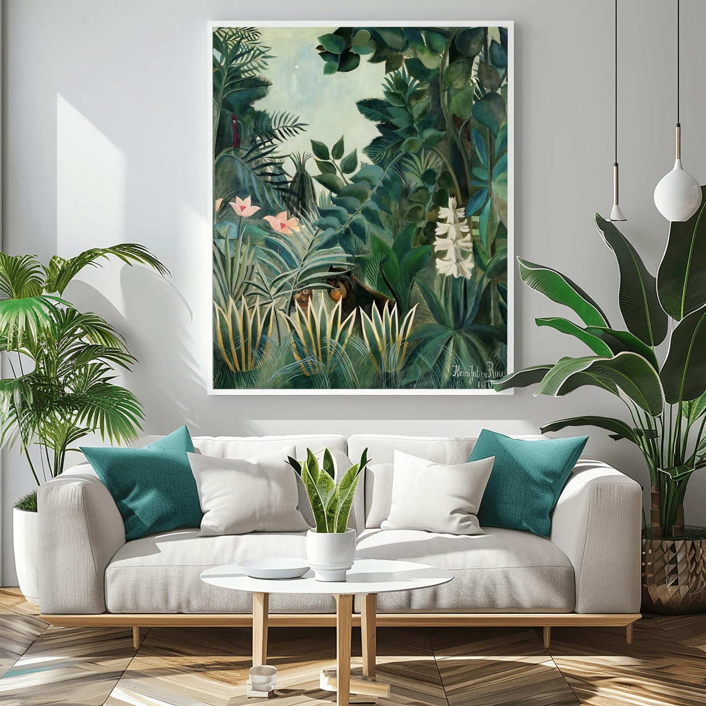 Henri Rousseau 'The Equatorial Jungle' Print, Folk Art Jungle, Surreal Wall Decor