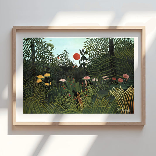 Henri Rousseau 'Virgin Forest with Sunset' Poster, Folk Art Jungle Print, Nature Wall Decor
