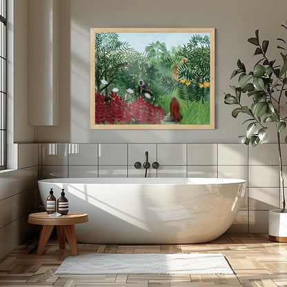 Henri Rousseau 'Tropical Forest with Monkeys' Print, Folk Art Jungle, Nature Wall Decor