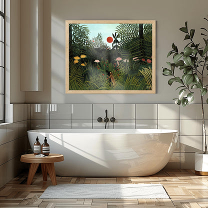 Henri Rousseau 'Virgin Forest with Sunset' Poster, Folk Art Jungle Print, Nature Wall Decor