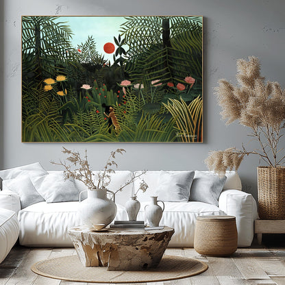 Henri Rousseau 'Virgin Forest with Sunset' Poster, Folk Art Jungle Print, Nature Wall Decor