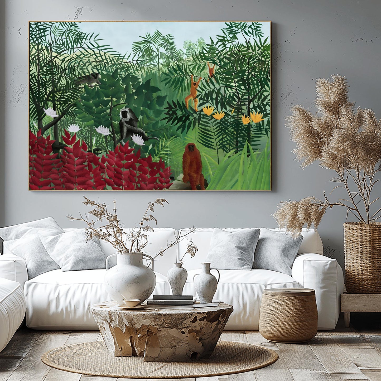 Henri Rousseau 'Tropical Forest with Monkeys' Print, Folk Art Jungle, Nature Wall Decor