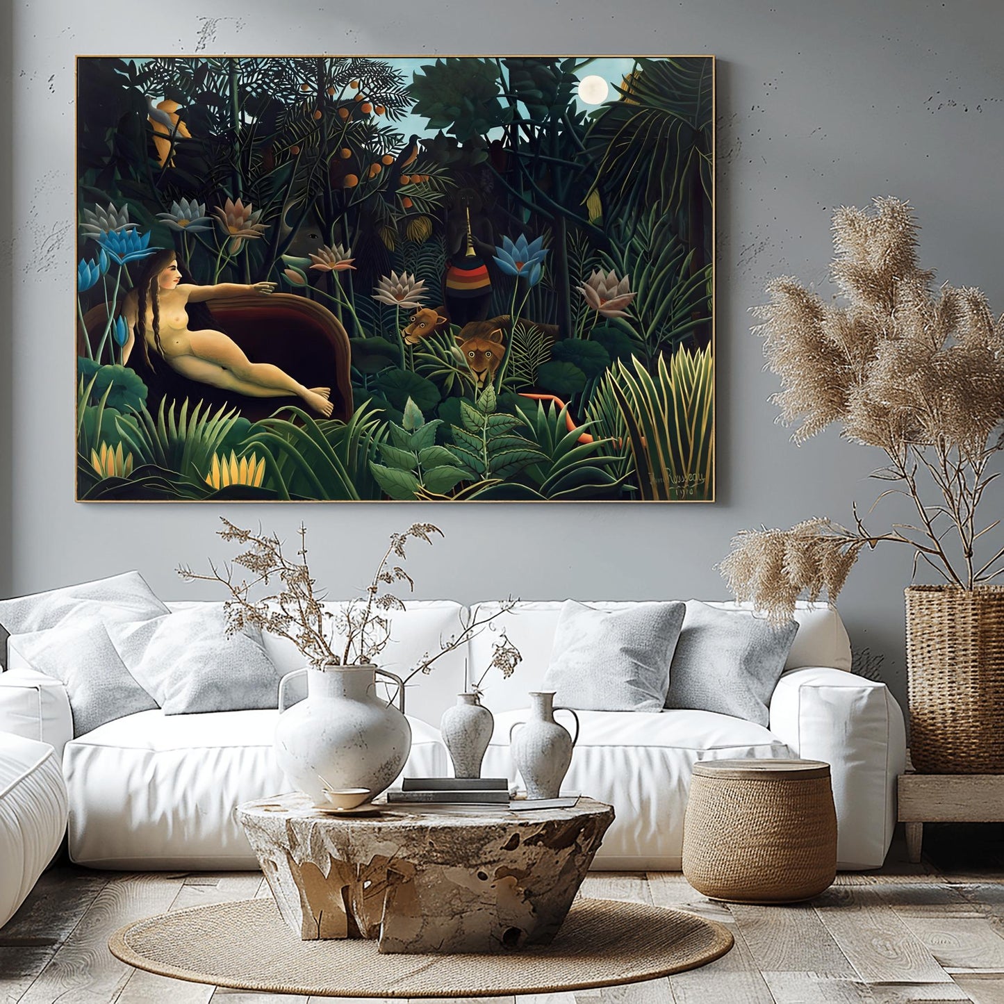 Henri Rousseau 'The Dream' Poster, Folk Art Jungle, Surreal Wall Decor