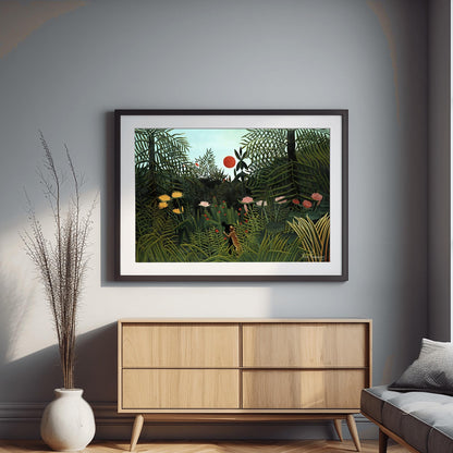 Henri Rousseau 'Virgin Forest with Sunset' Poster, Folk Art Jungle Print, Nature Wall Decor
