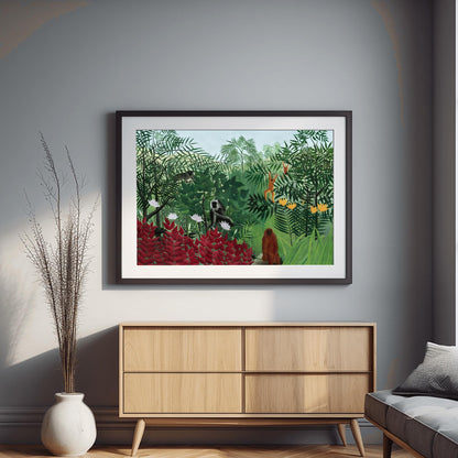 Henri Rousseau 'Tropical Forest with Monkeys' Print, Folk Art Jungle, Nature Wall Decor
