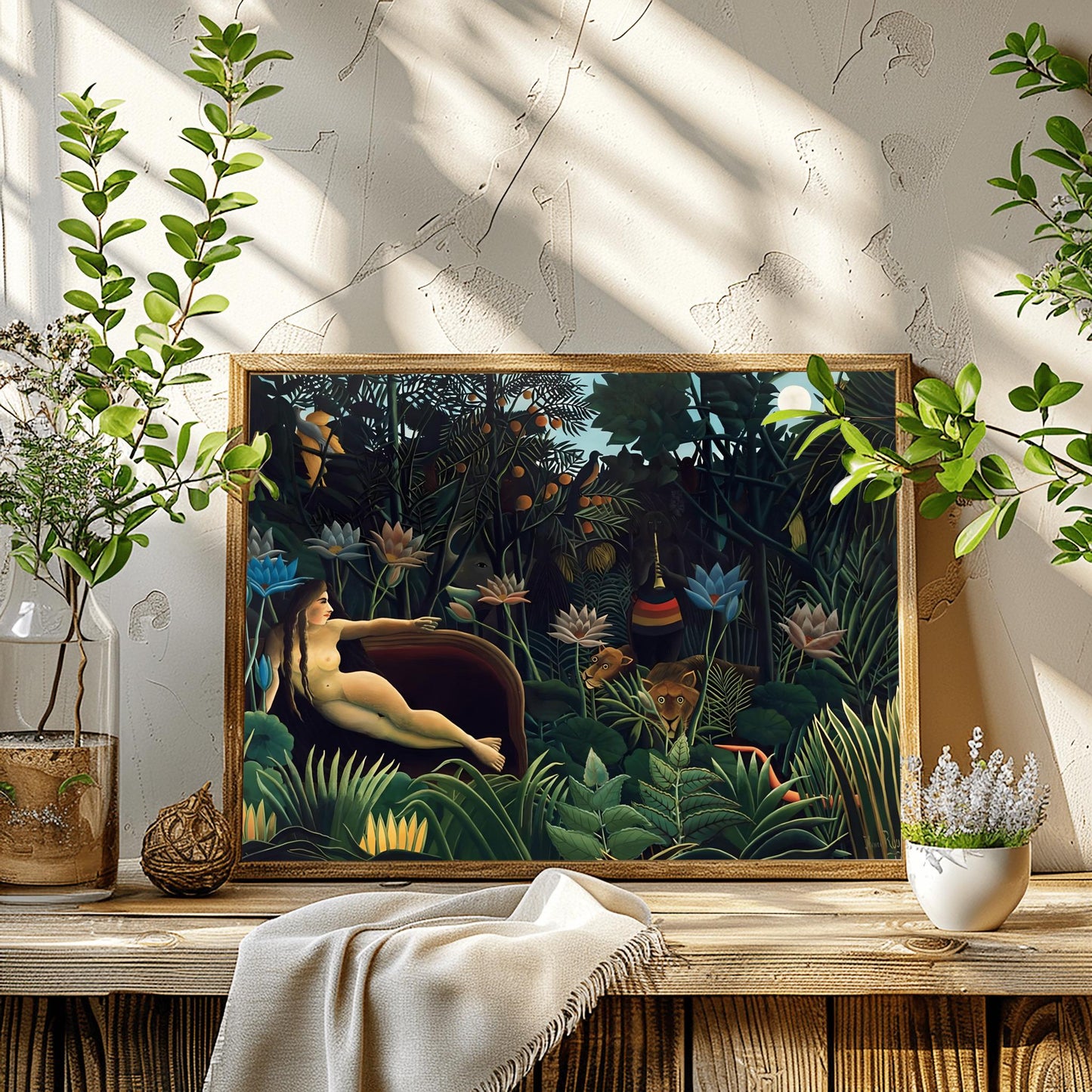 Henri Rousseau 'The Dream' Poster, Folk Art Jungle, Surreal Wall Decor