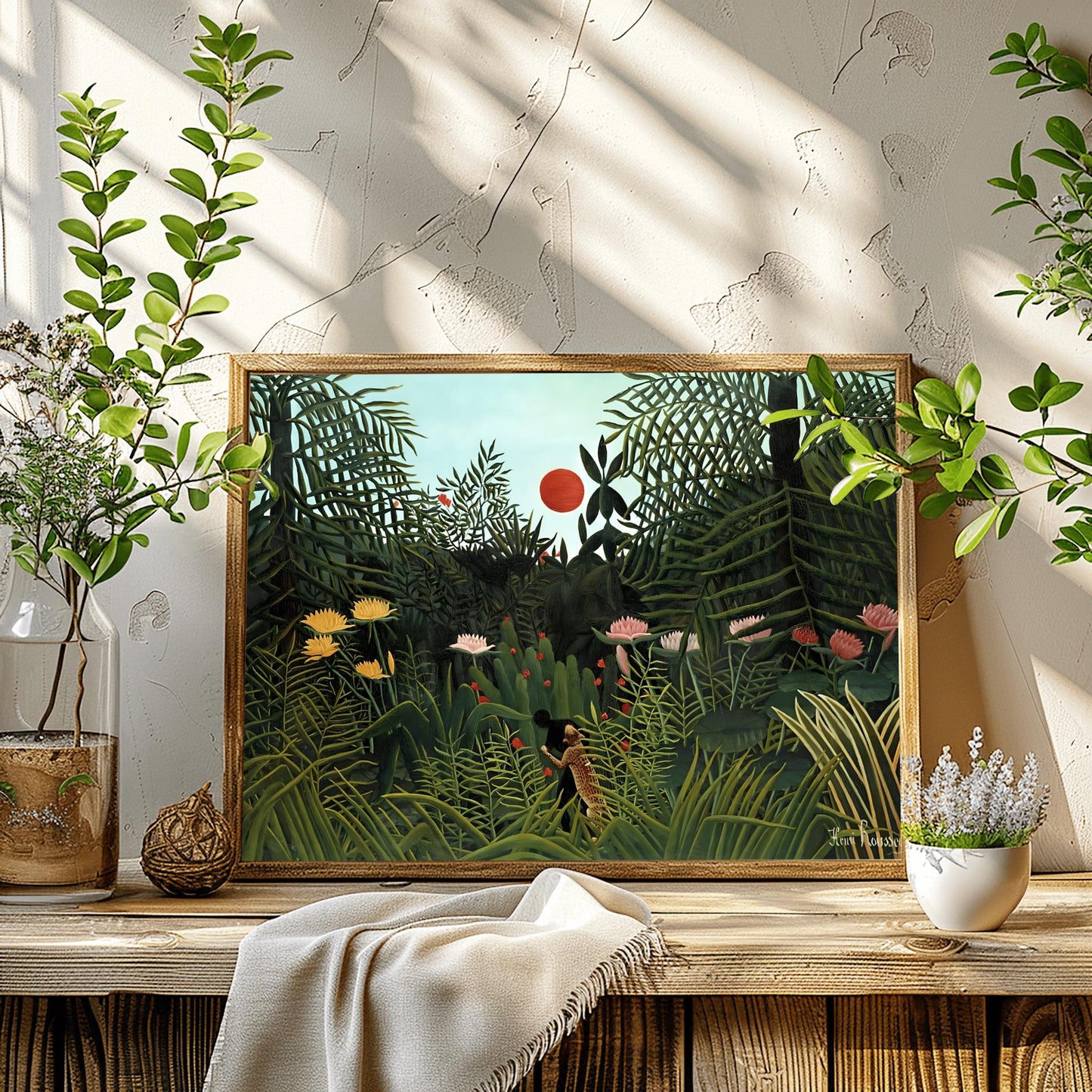 Henri Rousseau 'Virgin Forest with Sunset' Poster, Folk Art Jungle Print, Nature Wall Decor