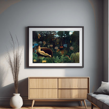 Henri Rousseau 'The Dream' Poster, Folk Art Jungle, Surreal Wall Decor