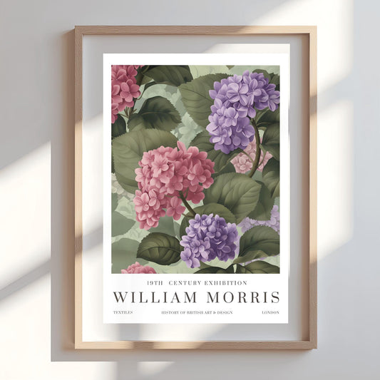 William Morris Print Vintage Poster Purple Hydrangea Wall Art Exhibition Print Textiles Home Decor