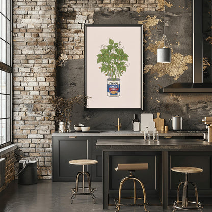 Heinz Baked Beans Plant Pot Print, Kitchen Art, Humorous Food Art, Quirky Wall Decor