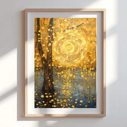 Gustav Klimt The Golden Tree, Sun Print, Autumn Decor, Abstract Landscape, 20th Century