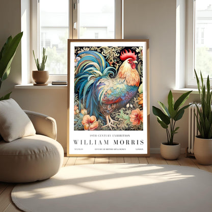 William Morris Exhibition Poster, Rooster Print, Arts and Crafts, 19th Century Art