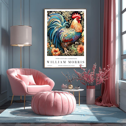 William Morris Exhibition Poster, Rooster Print, Arts and Crafts, 19th Century Art