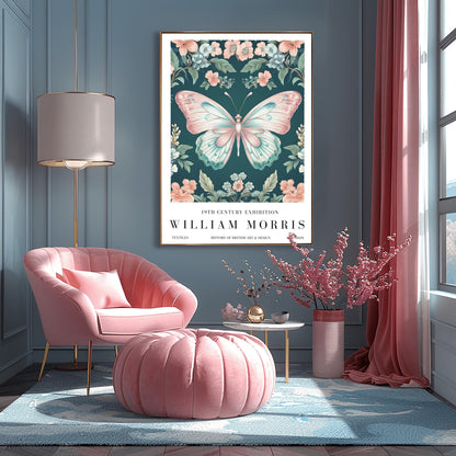 William Morris Exhibition Poster, Butterfly Print, Arts and Crafts, 19th Century Art
