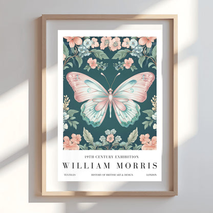 William Morris Exhibition Poster, Butterfly Print, Arts and Crafts, 19th Century Art