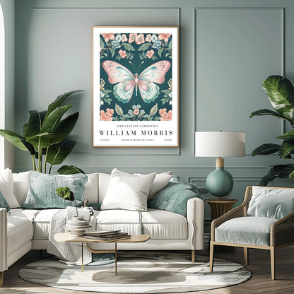 William Morris Exhibition Poster, Butterfly Print, Arts and Crafts, 19th Century Art