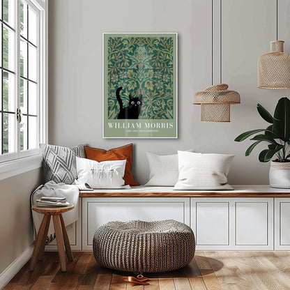 William Morris Cat Art Print, Art and Cats Exhibition, Black Cat Poster, Arts and Crafts Decor