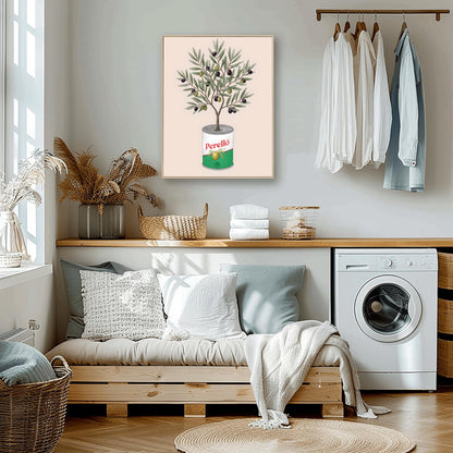Perelló Olive Tin Art Print, Olive Tree Kitchen Poster, Quirky Food Art, Whimsical Kitchen Decor