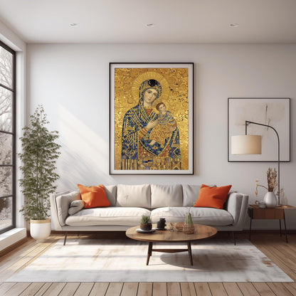 Klimt Madonna and Child Print: Golden Art Nouveau Religious Art